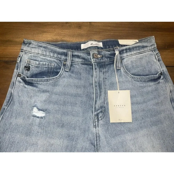 Kancan Women's Jeans Straight Fit Distressed Medium Wash Size 11/29 - Picture 3 of 10